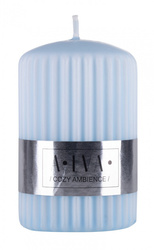 Świeca słupek ryflowana DONAU HOME Alva, 60x90mm, błękitny