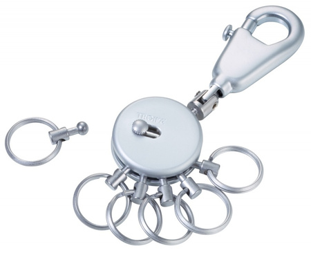 Brelok TROIKA Patent, z karabińczykiem, na 6 kluczy, srebrny mat