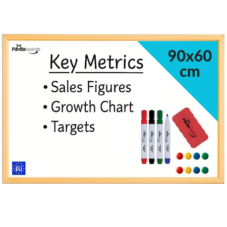 Tablica Magnetyczna Biała Suchościeralna 90x60 / 60x90 cm  w Ramie Drewnianej  WW1