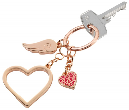 Brelok TROIKA Love Is In The Air, emaliowany metal, różowe złoto