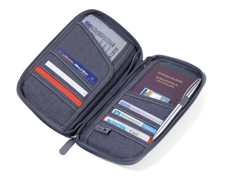 Etui na dokumenty TROIKA Safe Flight, na suwak, szare