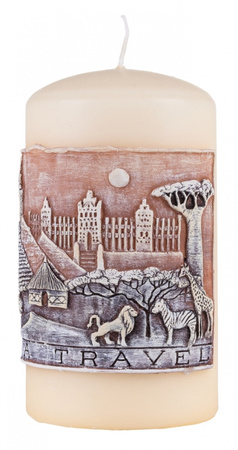 Świeca słupek DONAU HOME Africa Travel, 80x150mm, kremowy