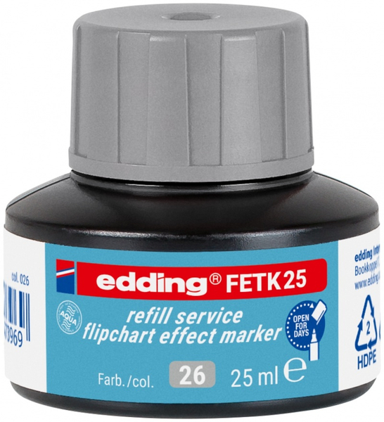 Tusz do uzupełniania markerów do flipchartów e-FETK 25 EDDING, srebrno-szary