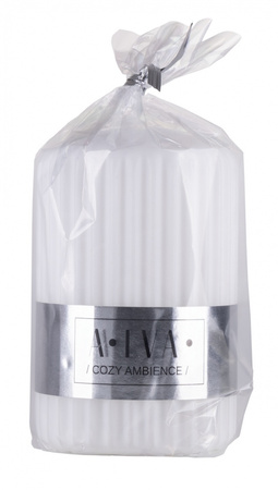 Świeca słupek ryflowana DONAU HOME Alva, 60x90mm, biały