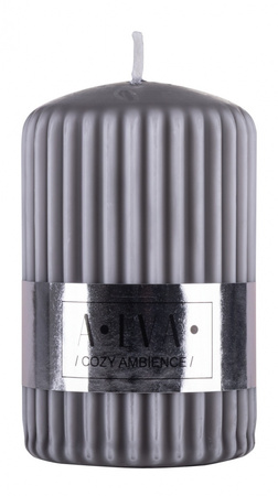 Świeca słupek ryflowana DONAU HOME Alva, 60x90mm, szary