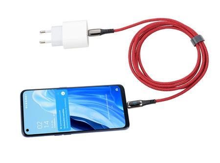 Kabel ładujący TROIKA Speedy XL, 2m, przejściówka USC-C na lightning, czerwony