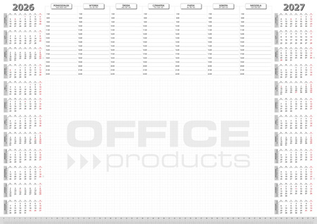 Podkładka na biurko OFFICE PRODUCTS, planer 2026/2027, biuwar 594x420mm A2 ,52k., biała
