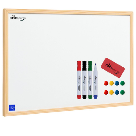 Tablica Magnetyczna Biała Suchościeralna 90x60 / 60x90 cm  w Ramie Drewnianej  WW1