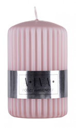 Świeca słupek ryflowana DONAU HOME Alva, 60x90mm, brudny róż