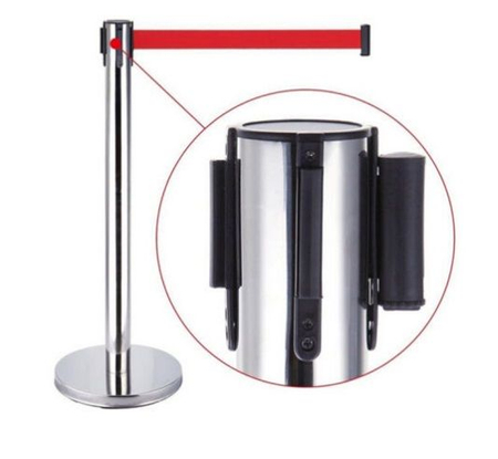 Słupek Odgrodzeniowy Taśmowy Chromowany - h 90 cm / Pas 2,35 m