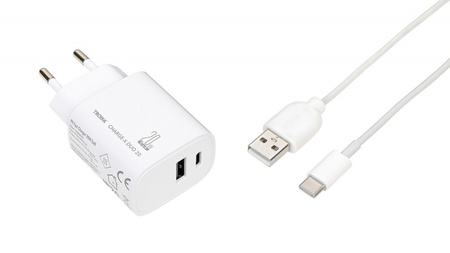 Ładowarka TROIKA Charge-X Duo 20, dwa porty USB-C+A, biała