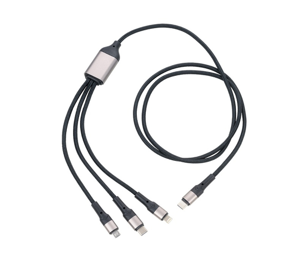 Kabel ładujący TROIKA Dreizack Pro, 1,2m, 3w1, czarny