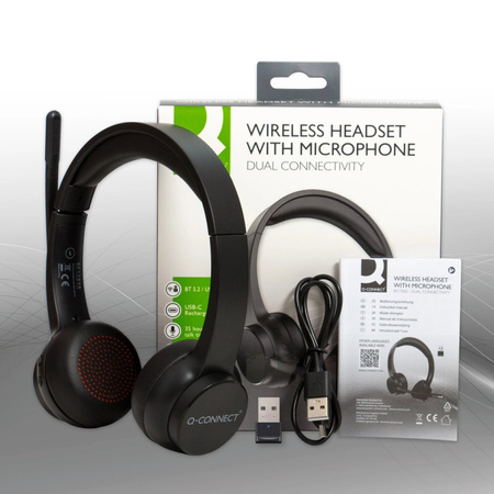 Słuchawki bezprzewodowe Q-CONNECT, z mikrofonem, czarne