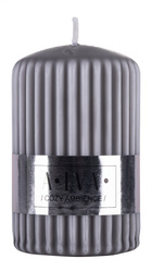 Świeca słupek ryflowana DONAU HOME Alva, 60x90mm, szary
