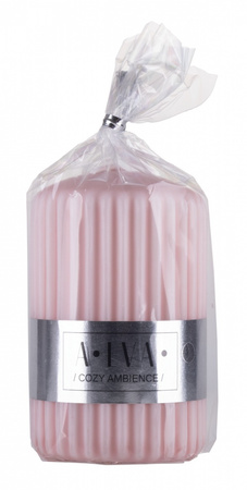 Świeca słupek ryflowana DONAU HOME Alva, 60x90mm, brudny róż